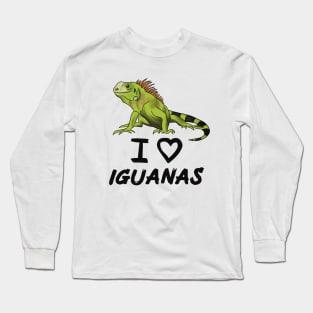 I Love Iguanas for Iguana Lovers, Black Long Sleeve T-Shirt